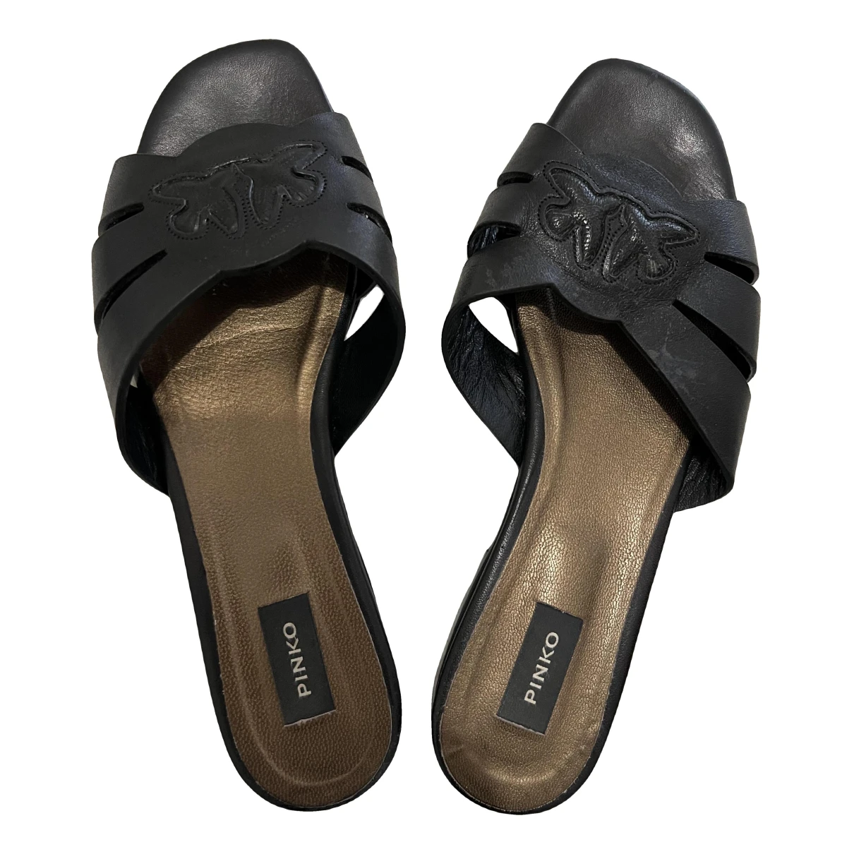 Pre-owned Pinko Leather Mules In Black