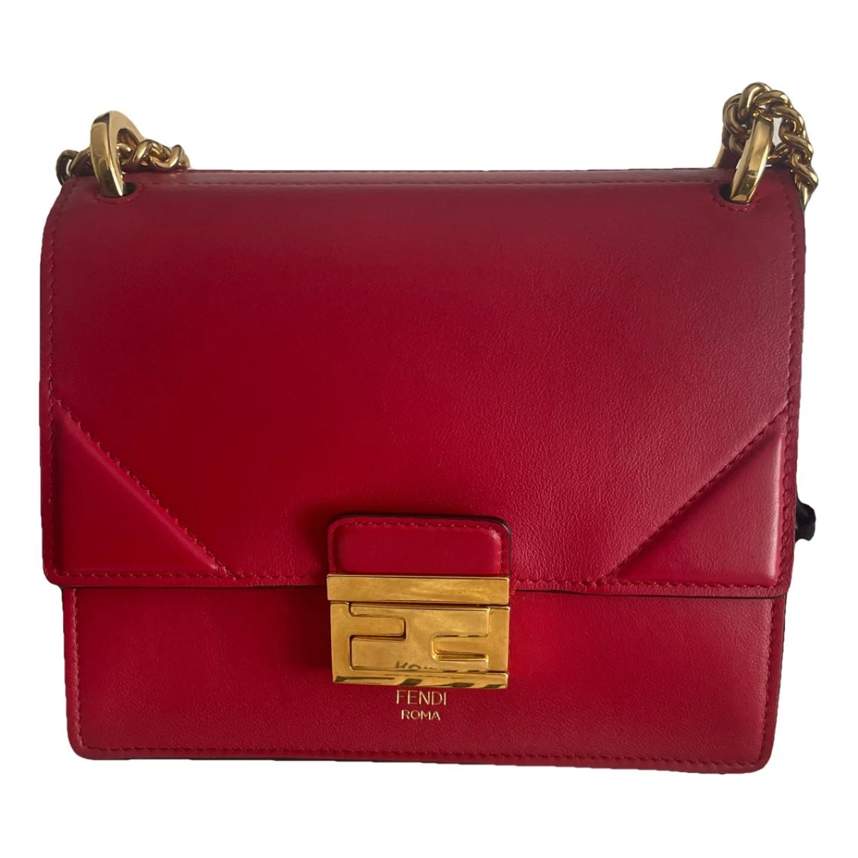 Pre-owned Fendi Kan U Leather Crossbody Bag In Red