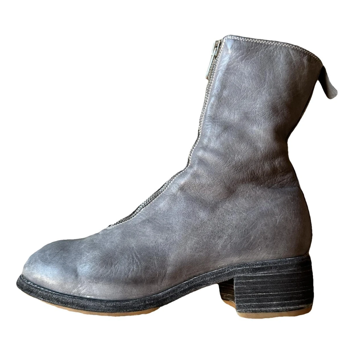 Pre-owned Guidi Leather Riding Boots In Grey