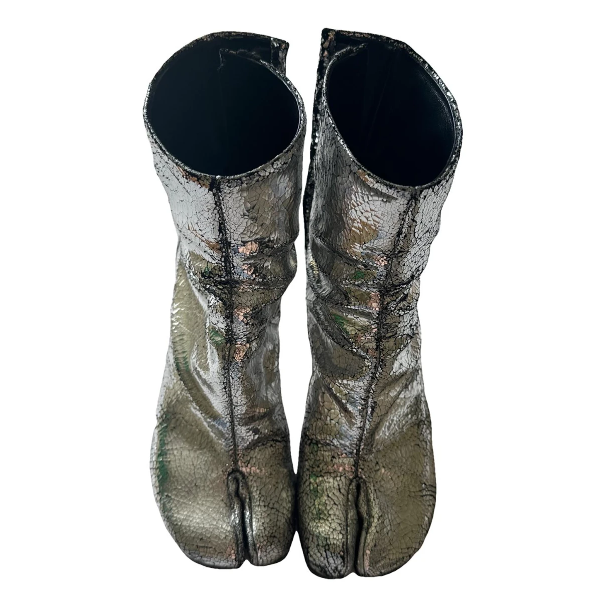 Pre-owned Maison Margiela Tabi Leather Boots In Metallic