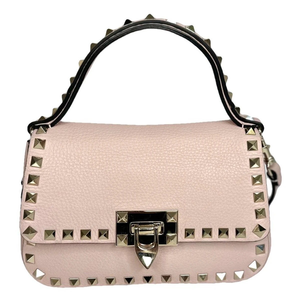 Pre-owned Valentino Garavani Rockstud Leather Crossbody Bag In Pink