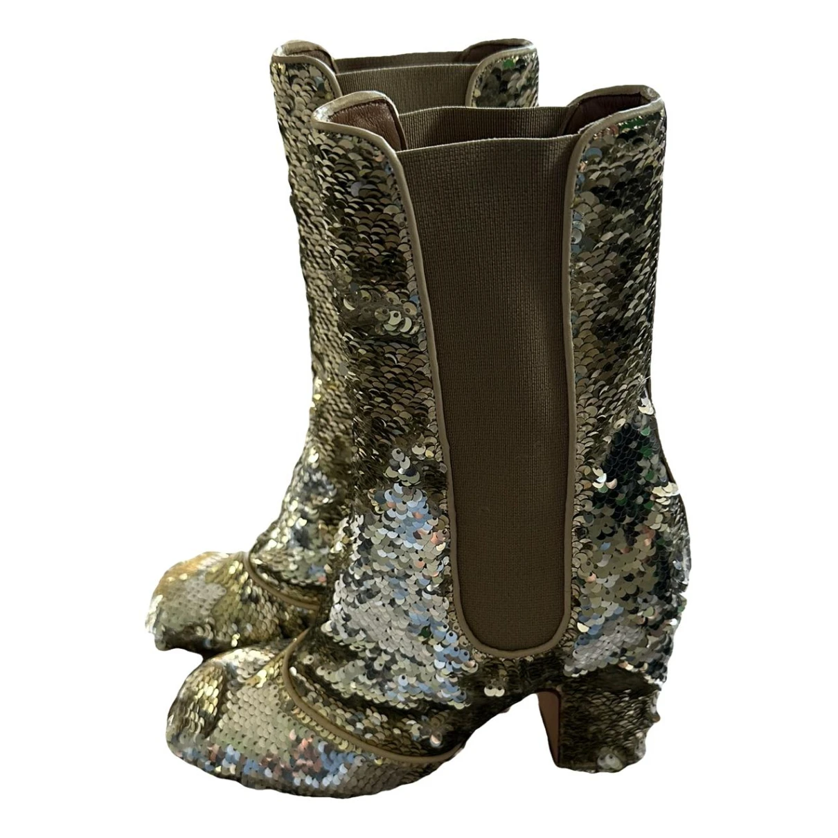 Pre-owned Laurence Dacade Glitter Boots In Gold