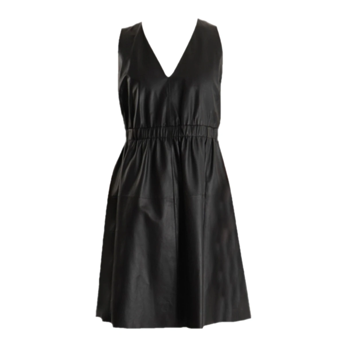 Pre-owned Max Mara Leather Mid-length Dress In Black
