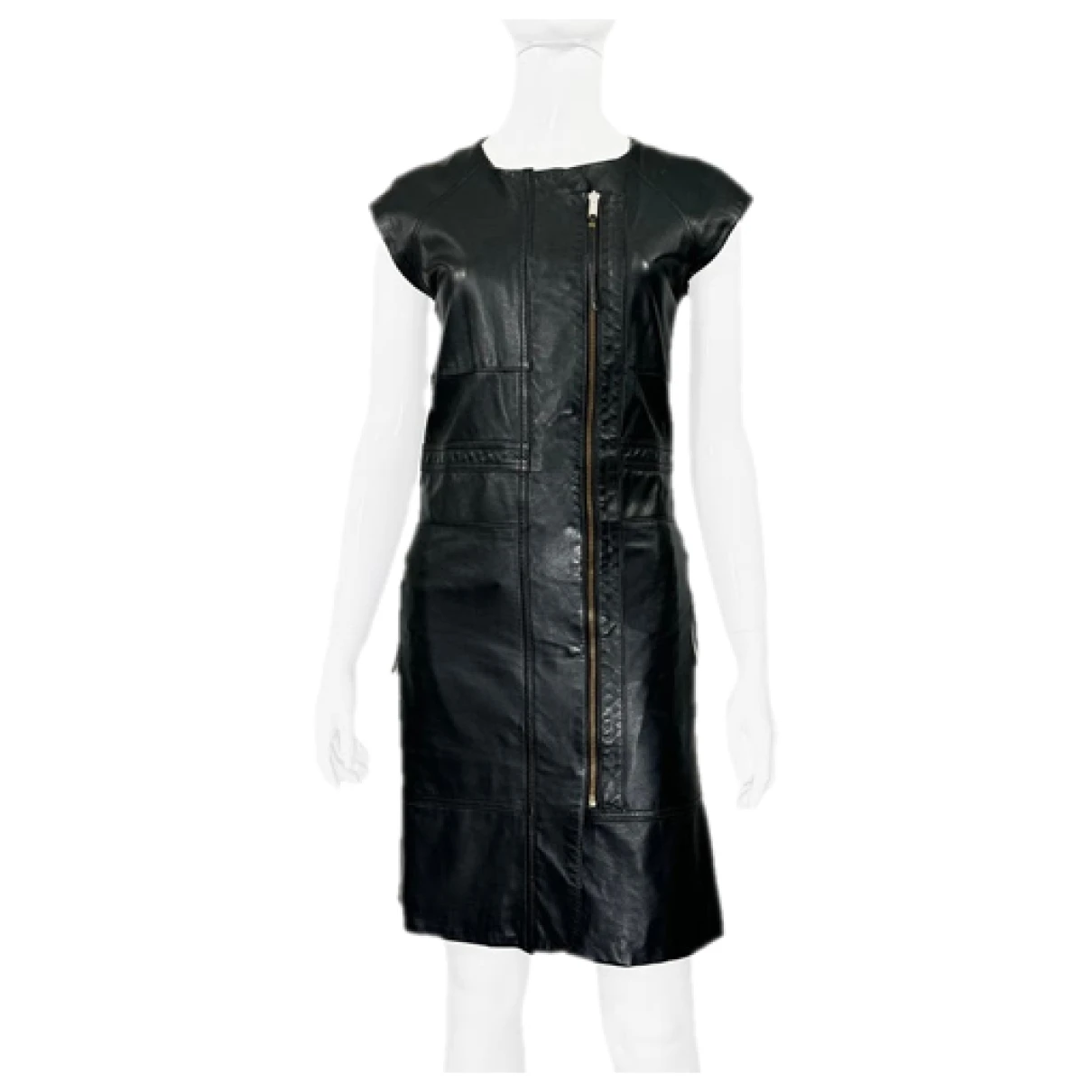 Pre-owned Marc By Marc Jacobs Leather Mid-length Dress In Black