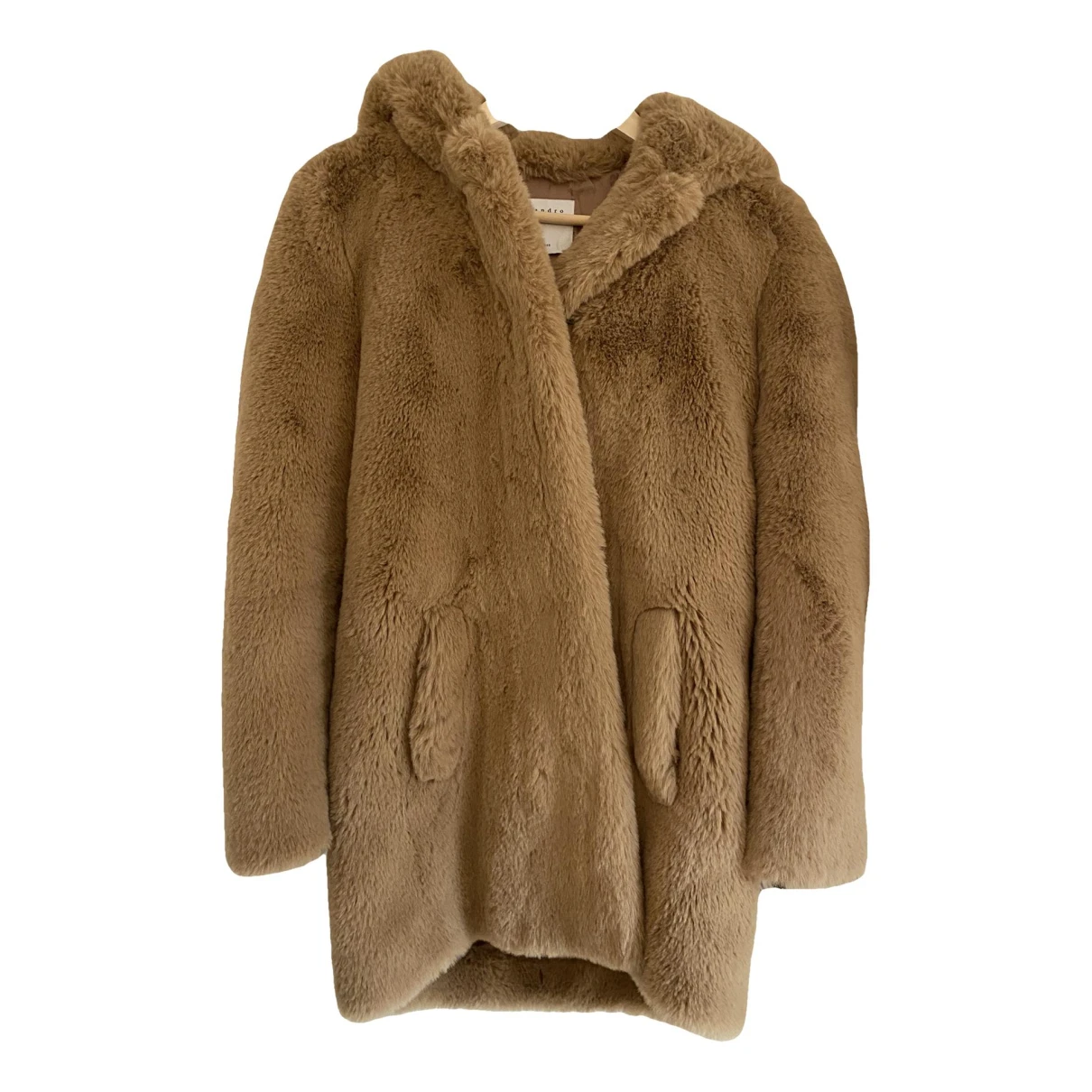 Pre-owned Sandro Faux Fur Coat In Camel