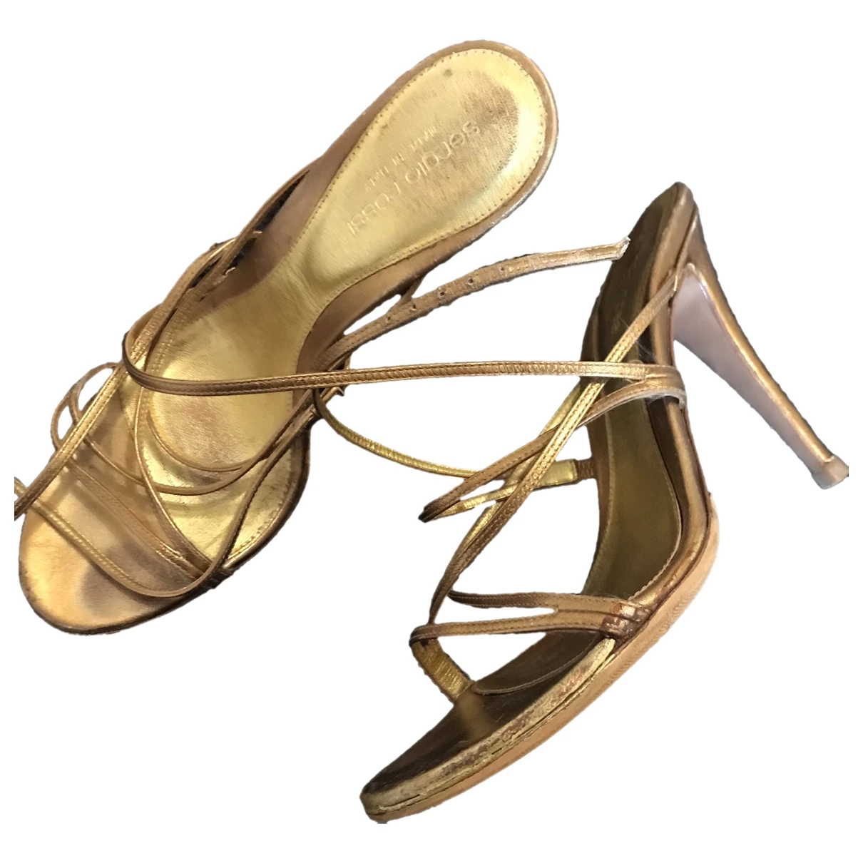 Pre-owned Sergio Rossi Leather Sandal In Gold