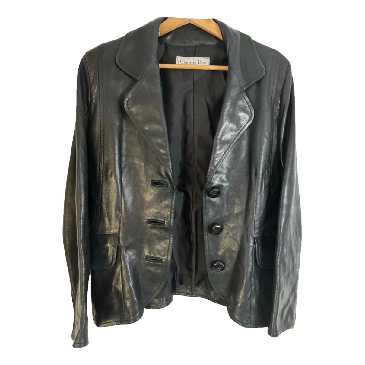 Pre-owned Dior Leather Biker Jacket In Black