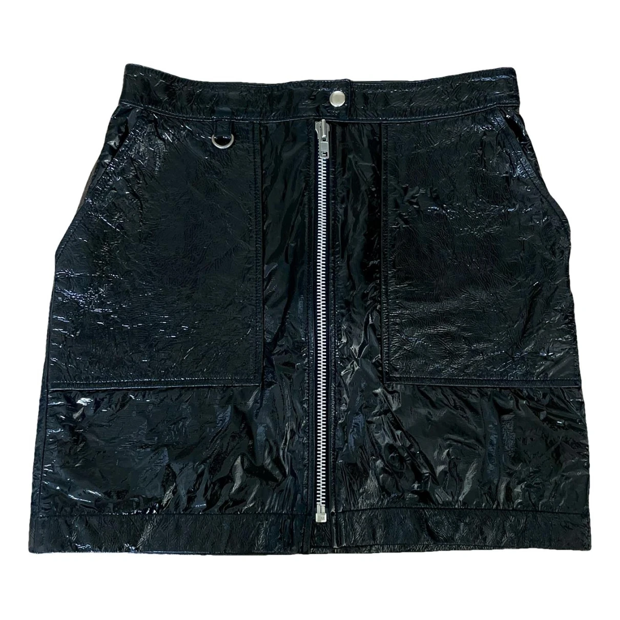 Pre-owned Samsoe & Samsoe Leather Mini Skirt In Black