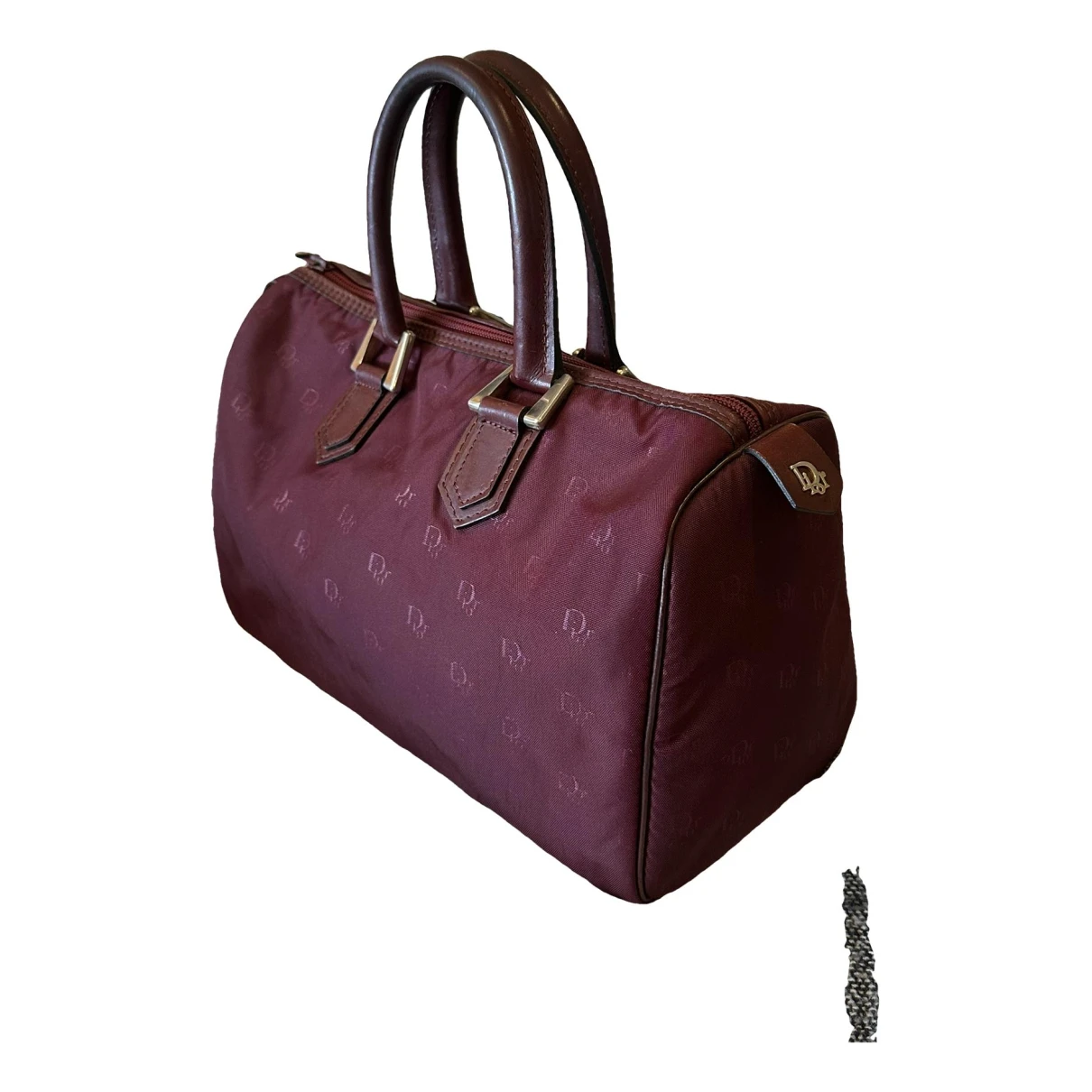 Pre-owned Dior Bowling Cloth Handbag In Burgundy