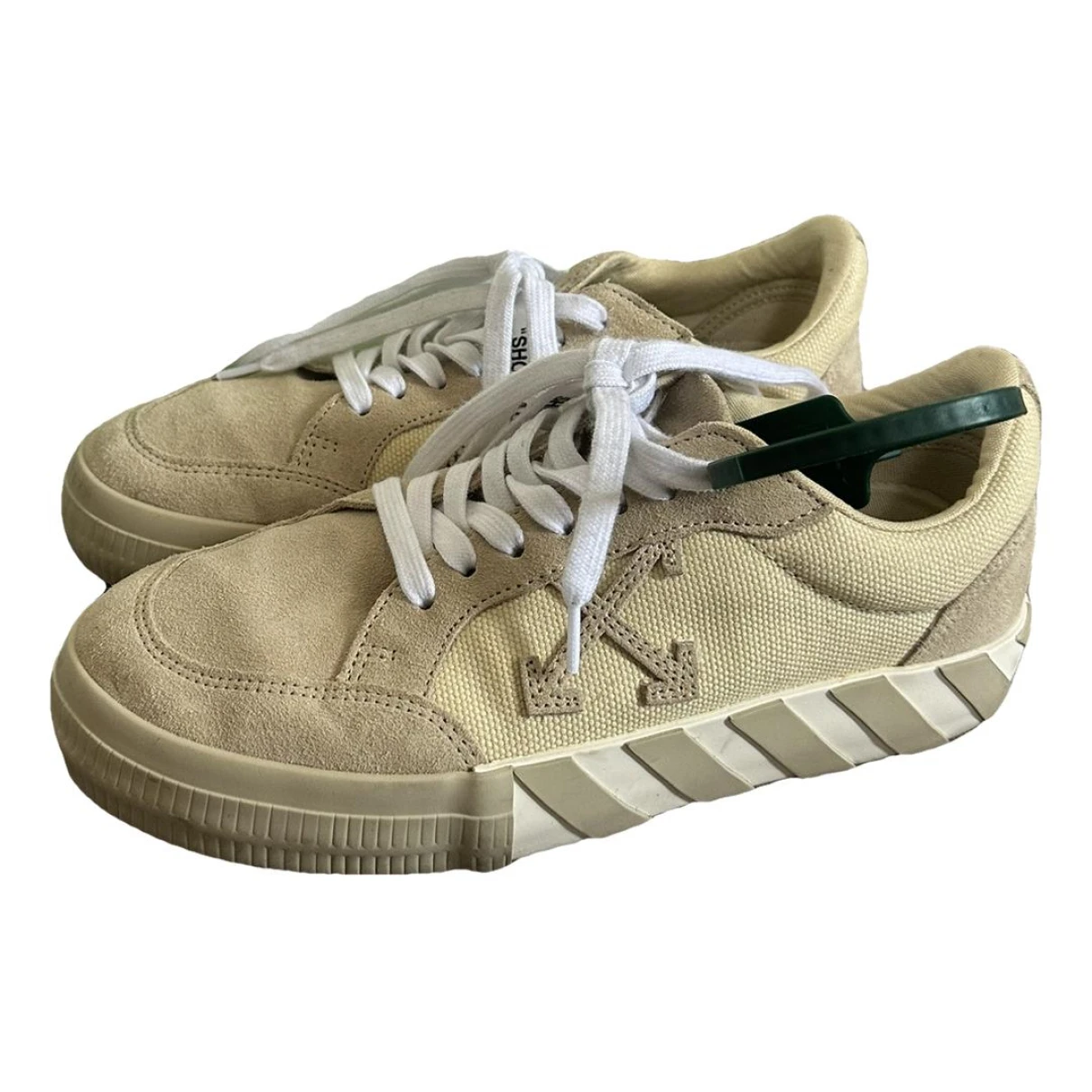 Pre-owned Off-white Vulcalized Leather Trainers In Beige