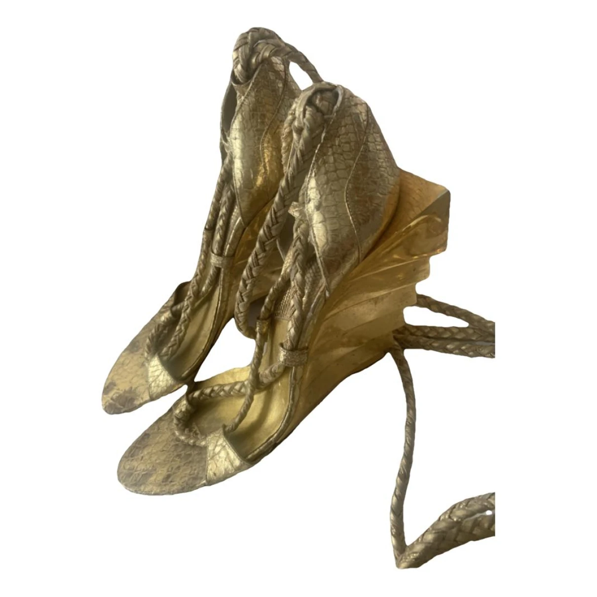 Pre-owned Dior Leather Sandal In Gold