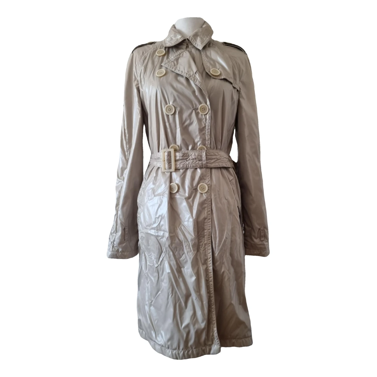 Pre-owned Moncler Trench Coat In Beige