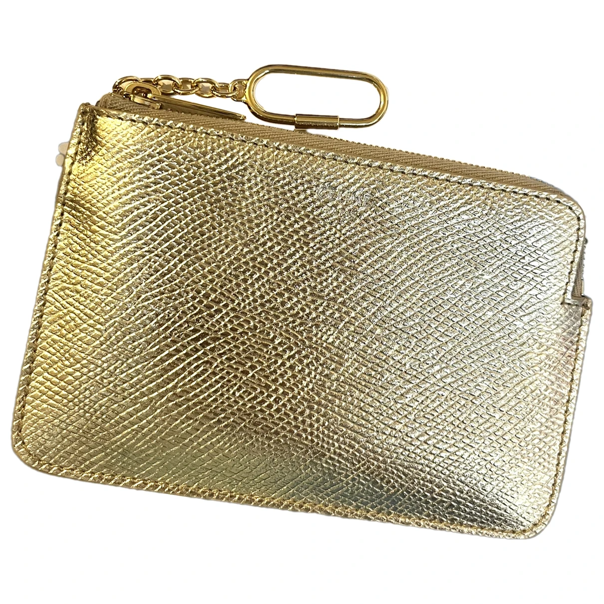 Pre-owned Celine Leather Card Wallet In Gold