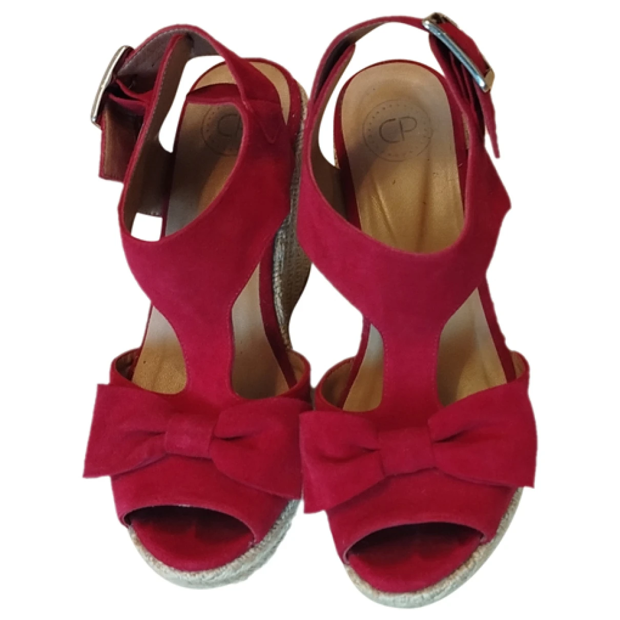 Pre-owned Claudie Pierlot Pony-style Calfskin Sandals In Red