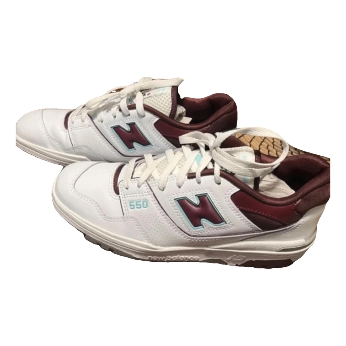 Pre-owned New Balance 550 Leather Trainers In Burgundy
