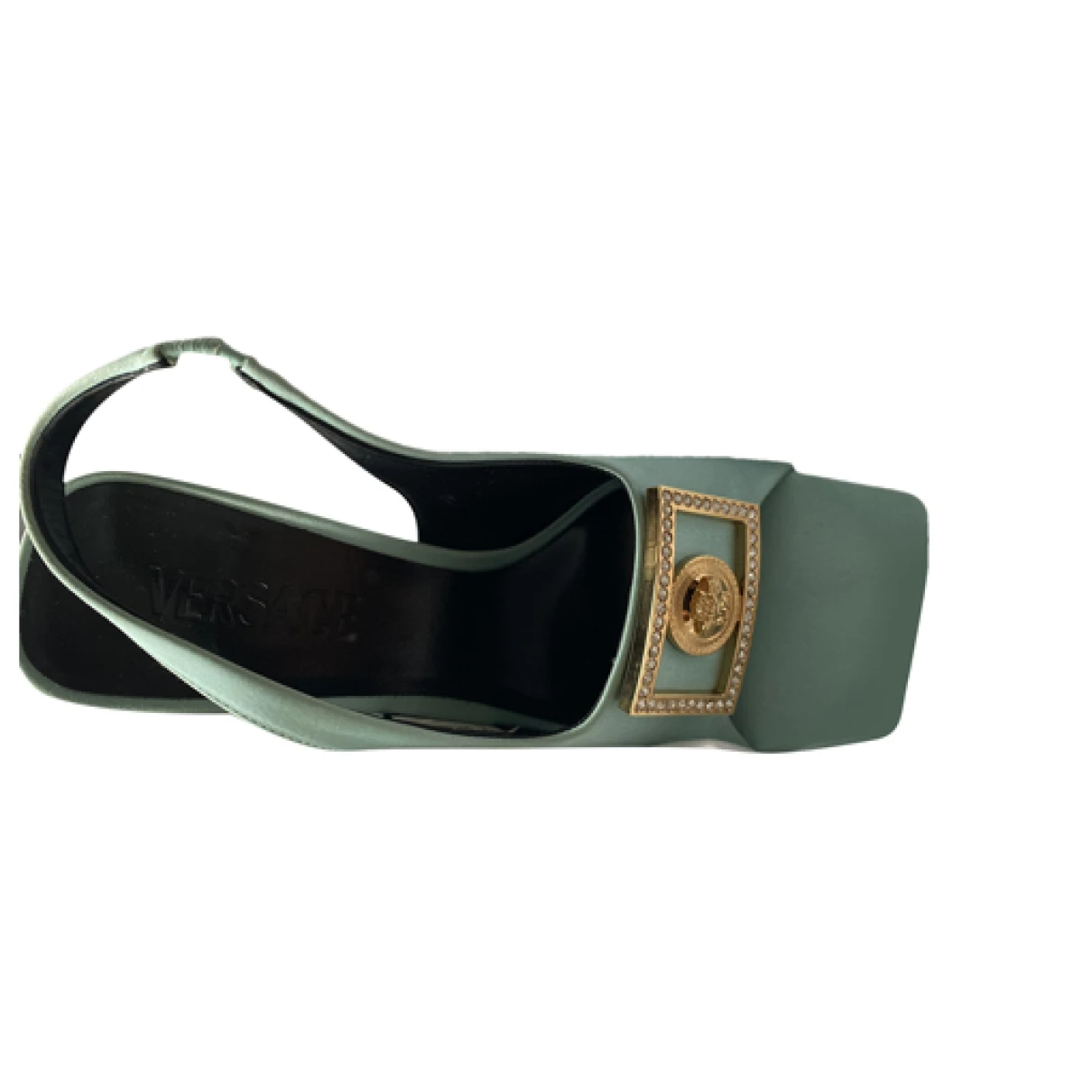 Pre-owned Versace Cloth Sandal In Green