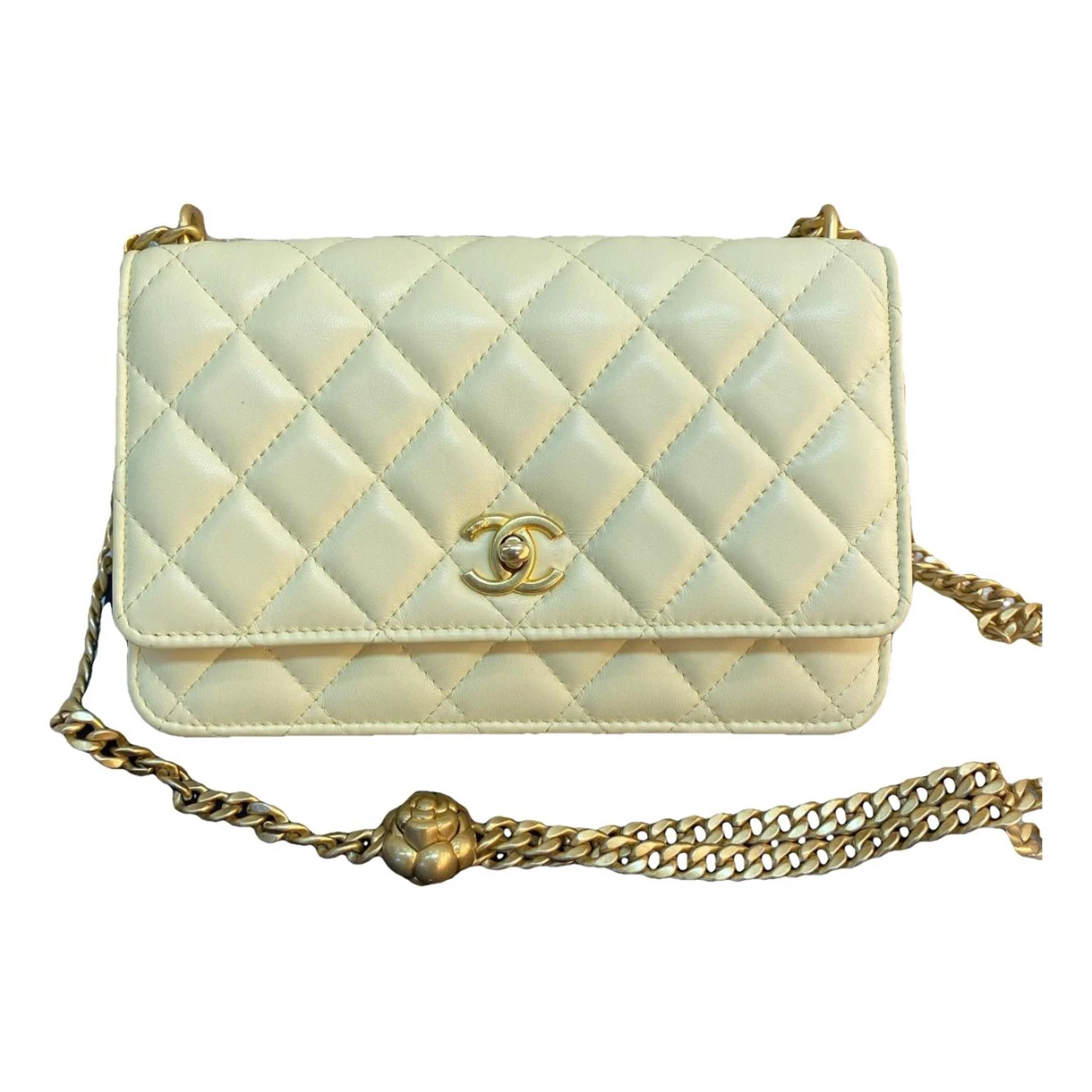 Pre-owned Chanel Wallet On Chain Timeless/classique Leather Crossbody Bag In Yellow