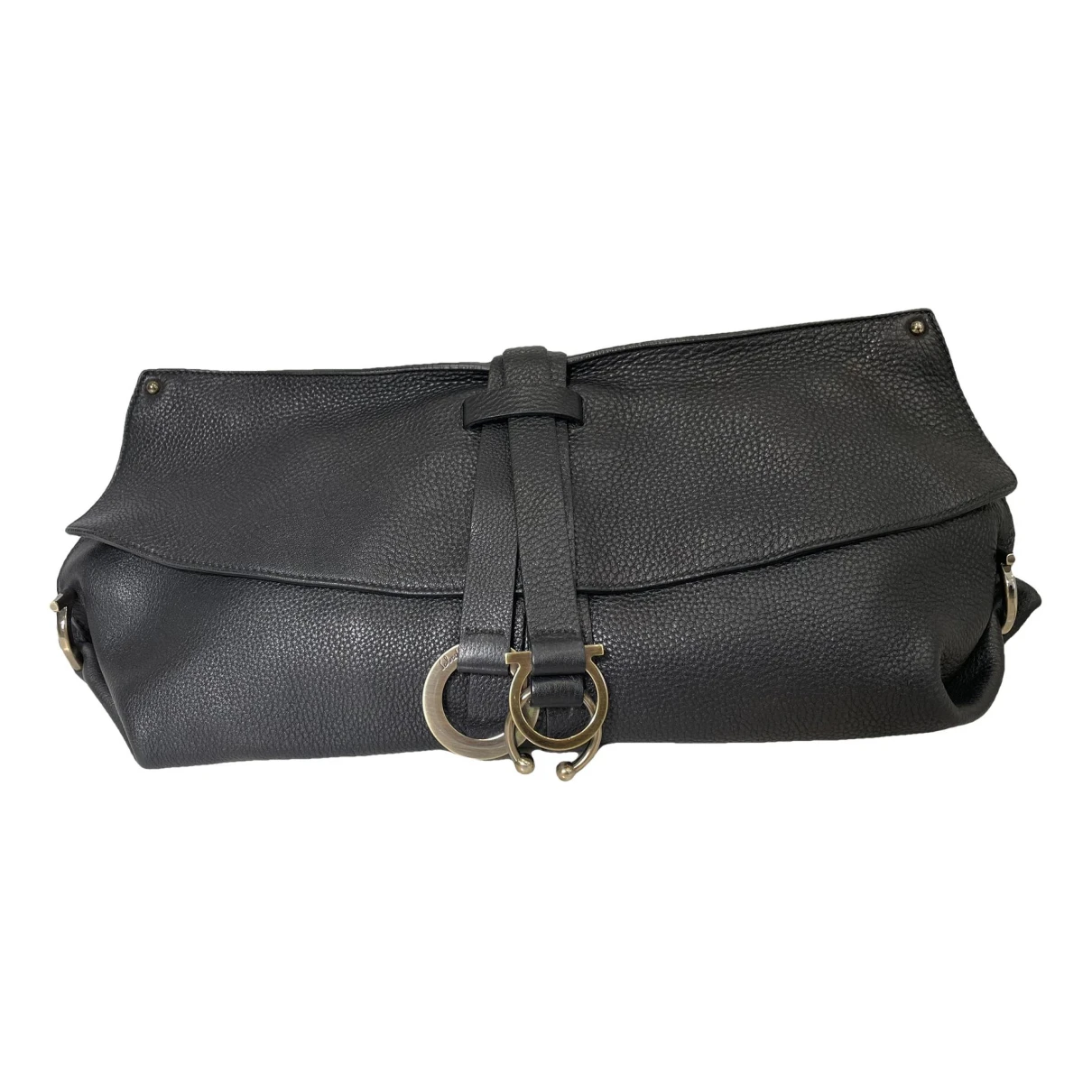 Pre-owned Ferragamo Leather Clutch Bag In Black