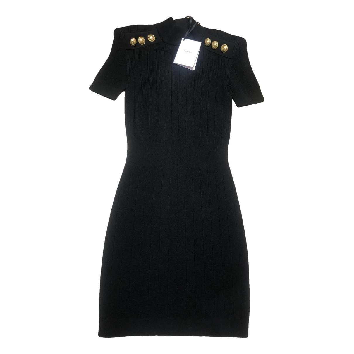 Pre-owned Balmain Mini Dress In Black