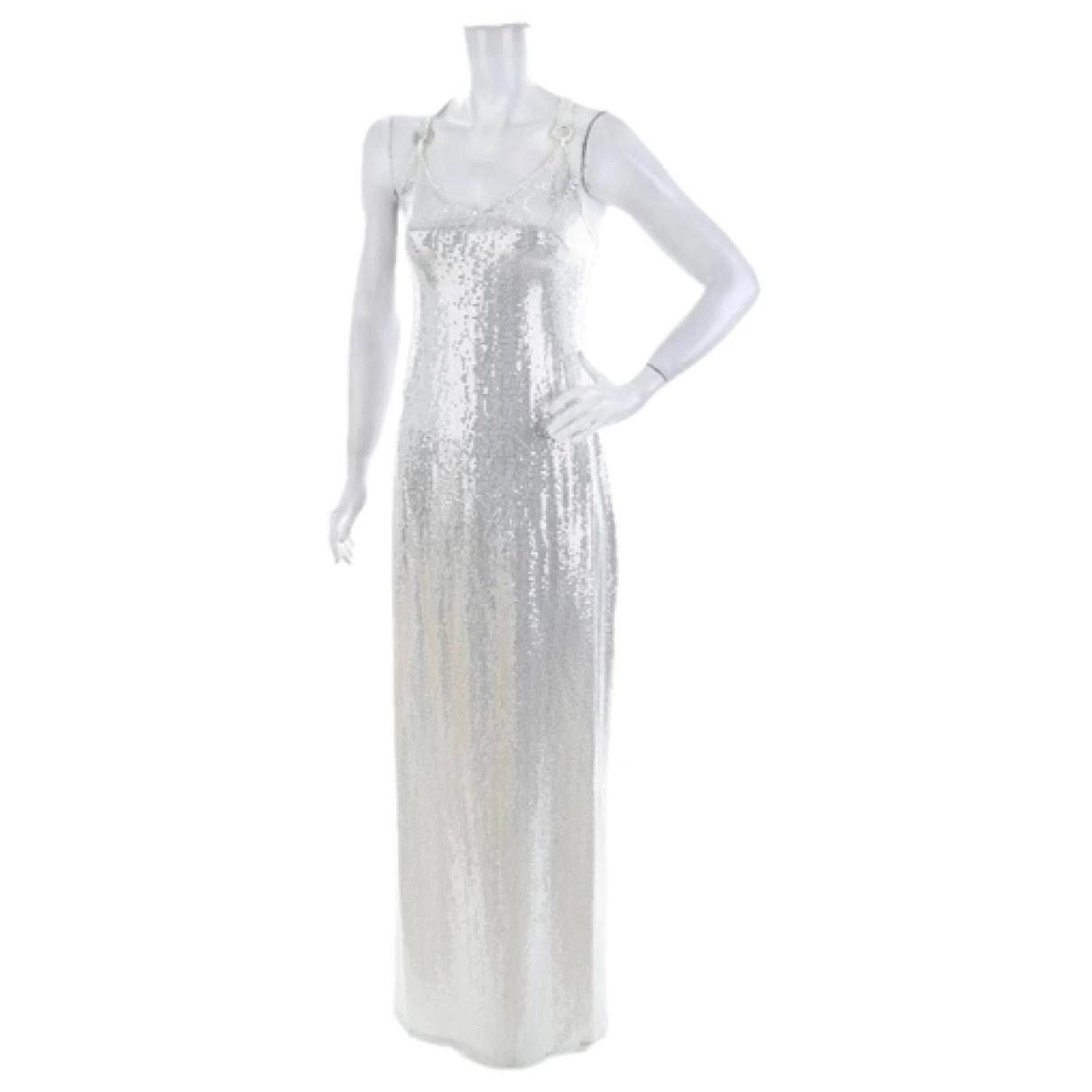 Pre-owned Pinko Maxi Dress In Silver
