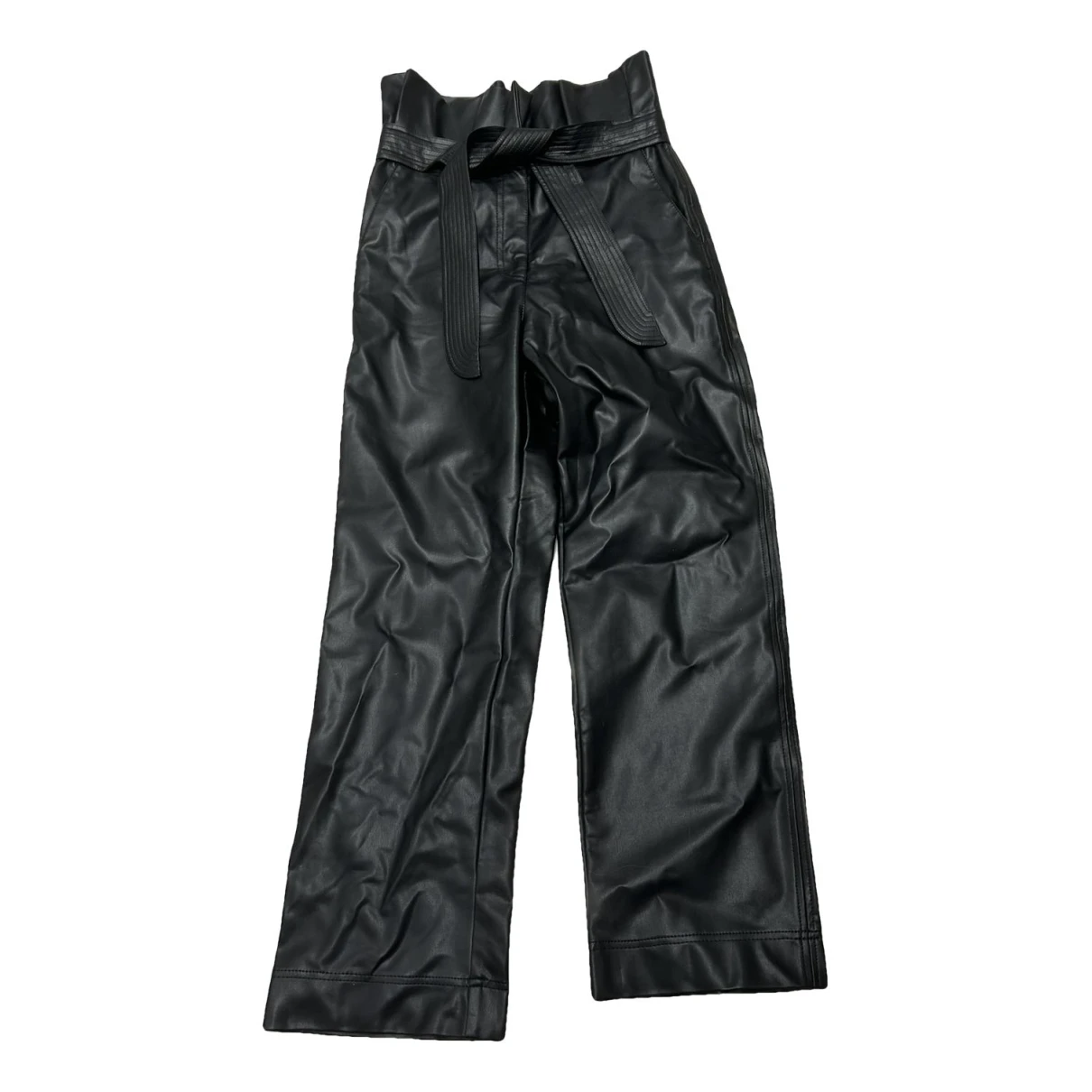 Pre-owned Johanna Ortiz Vegan Leather Shorts In Black