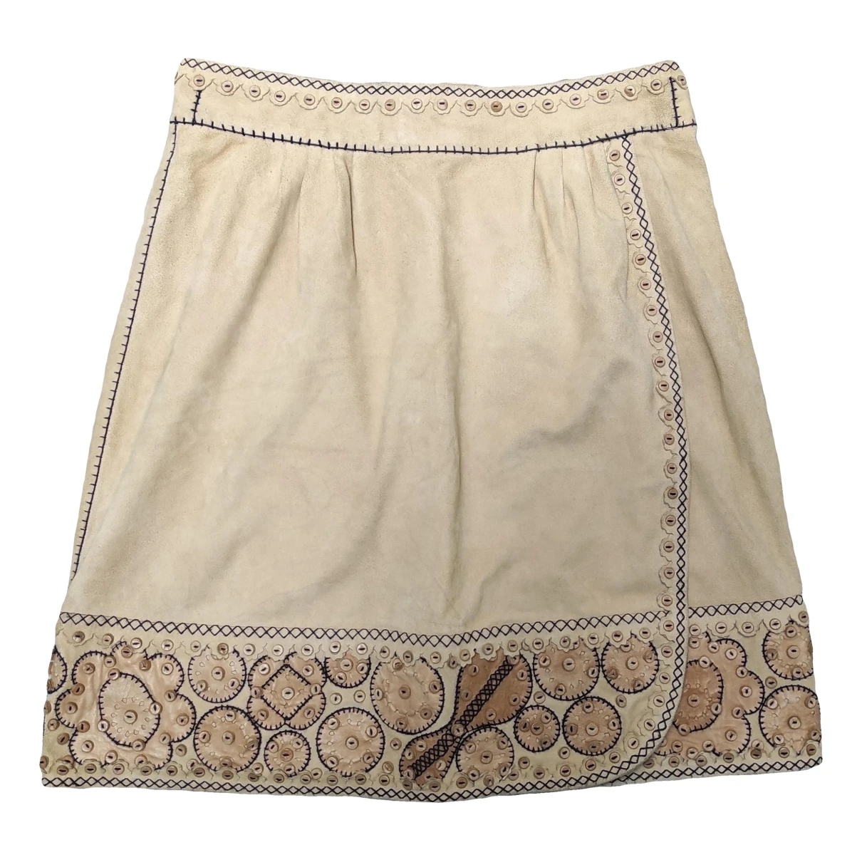 Pre-owned Fendi Leather Mini Skirt In Brown