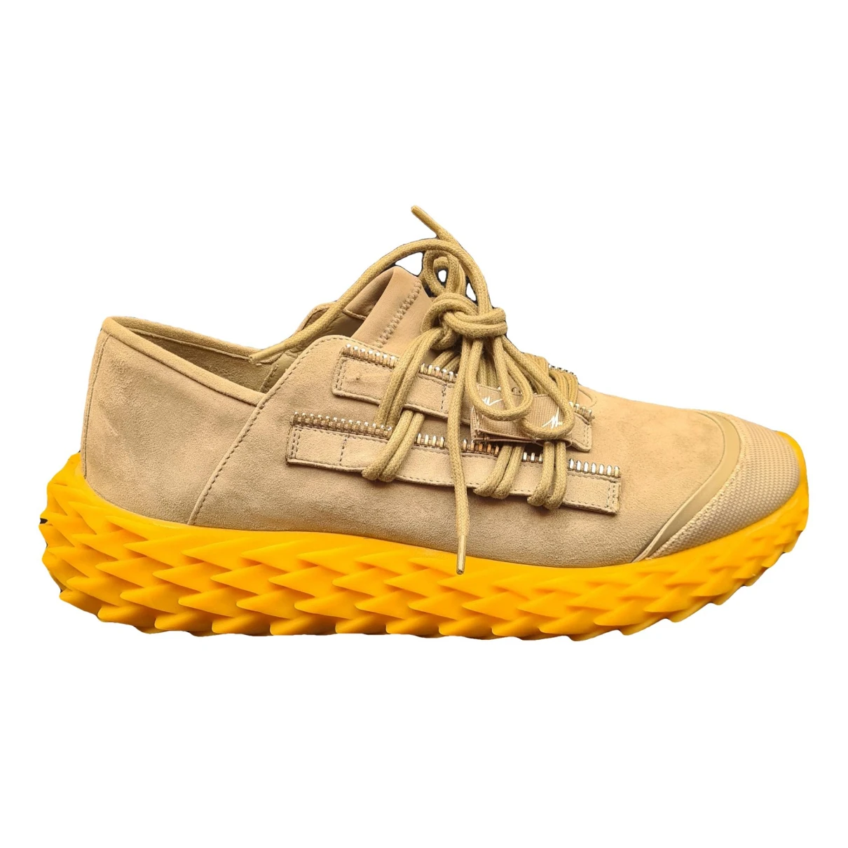 Pre-owned Giuseppe Zanotti Urchin Leather Low Trainers In Beige