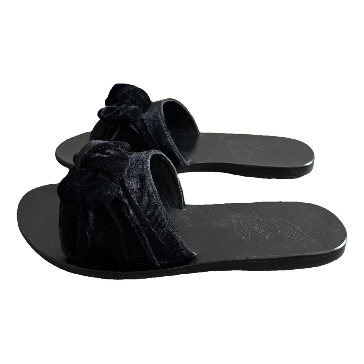 Pre-owned Ancient Greek Sandals Velvet Flats In Black