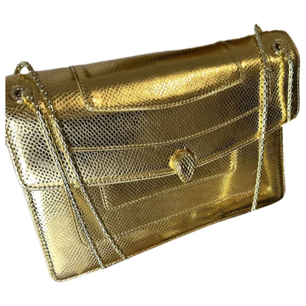 Pre-owned Bvlgari Serpenti Leather Handbag In Gold