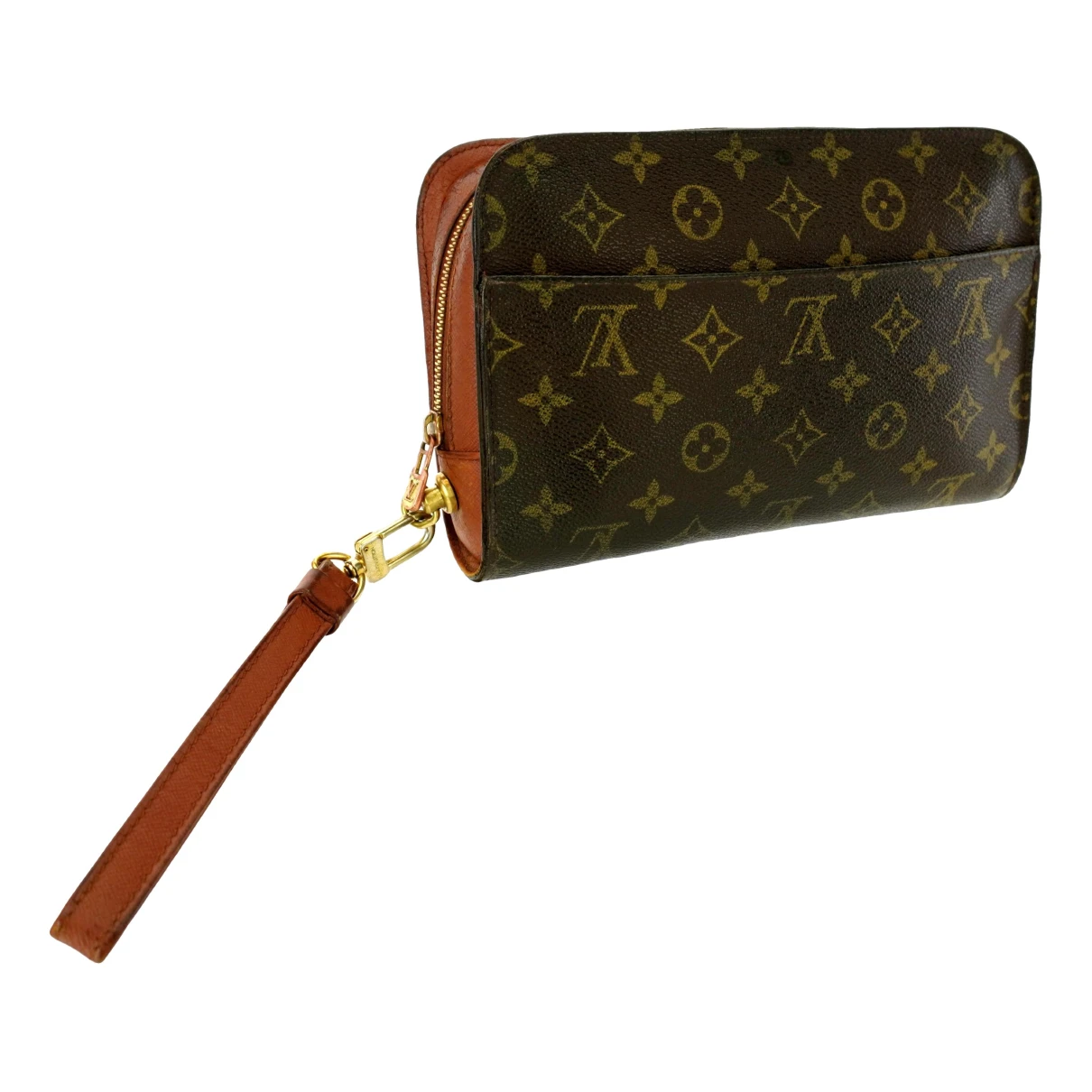 Pre-owned Louis Vuitton Orsay Leather Clutch Bag In Brown