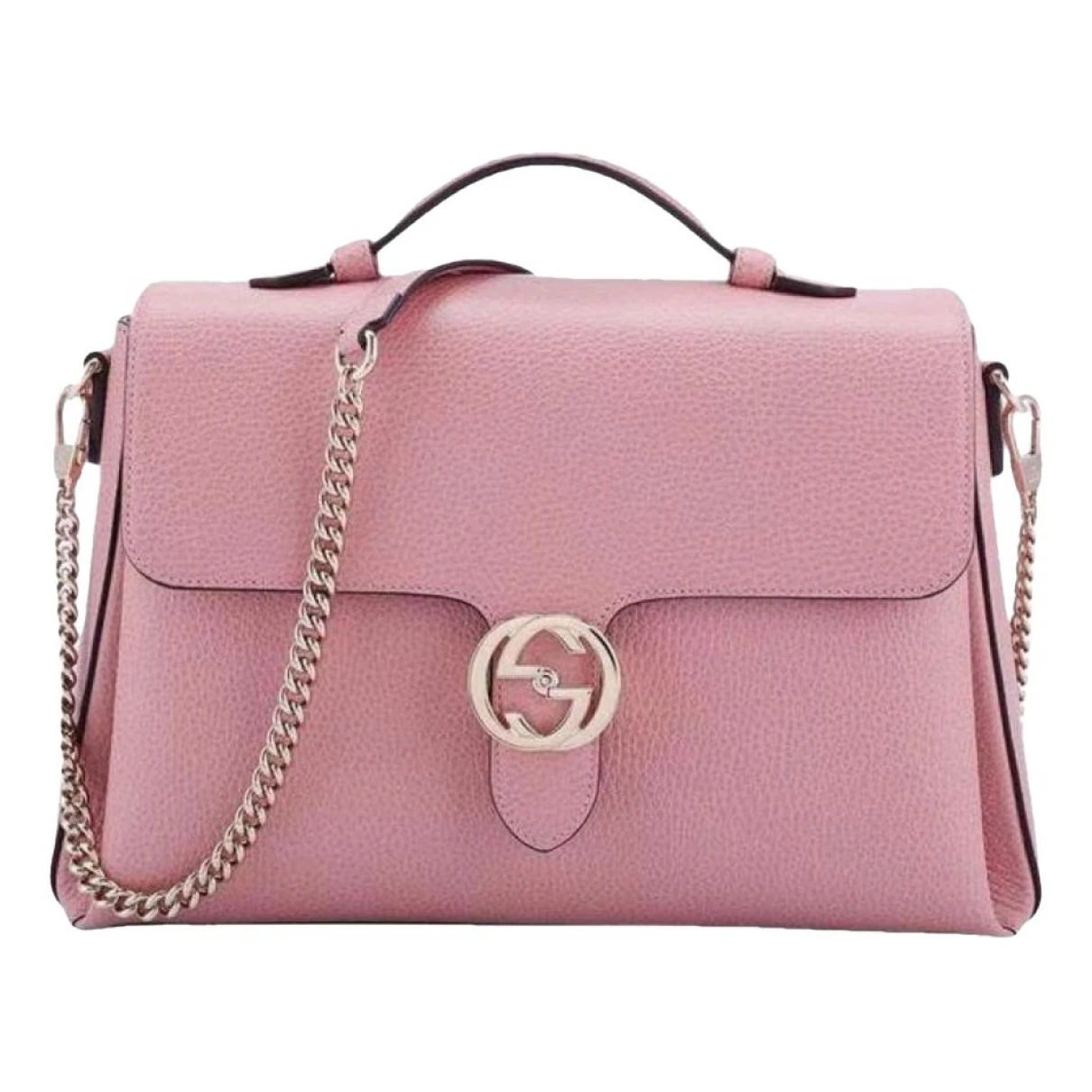 Pre-owned Gucci Interlocking Leather Satchel In Pink