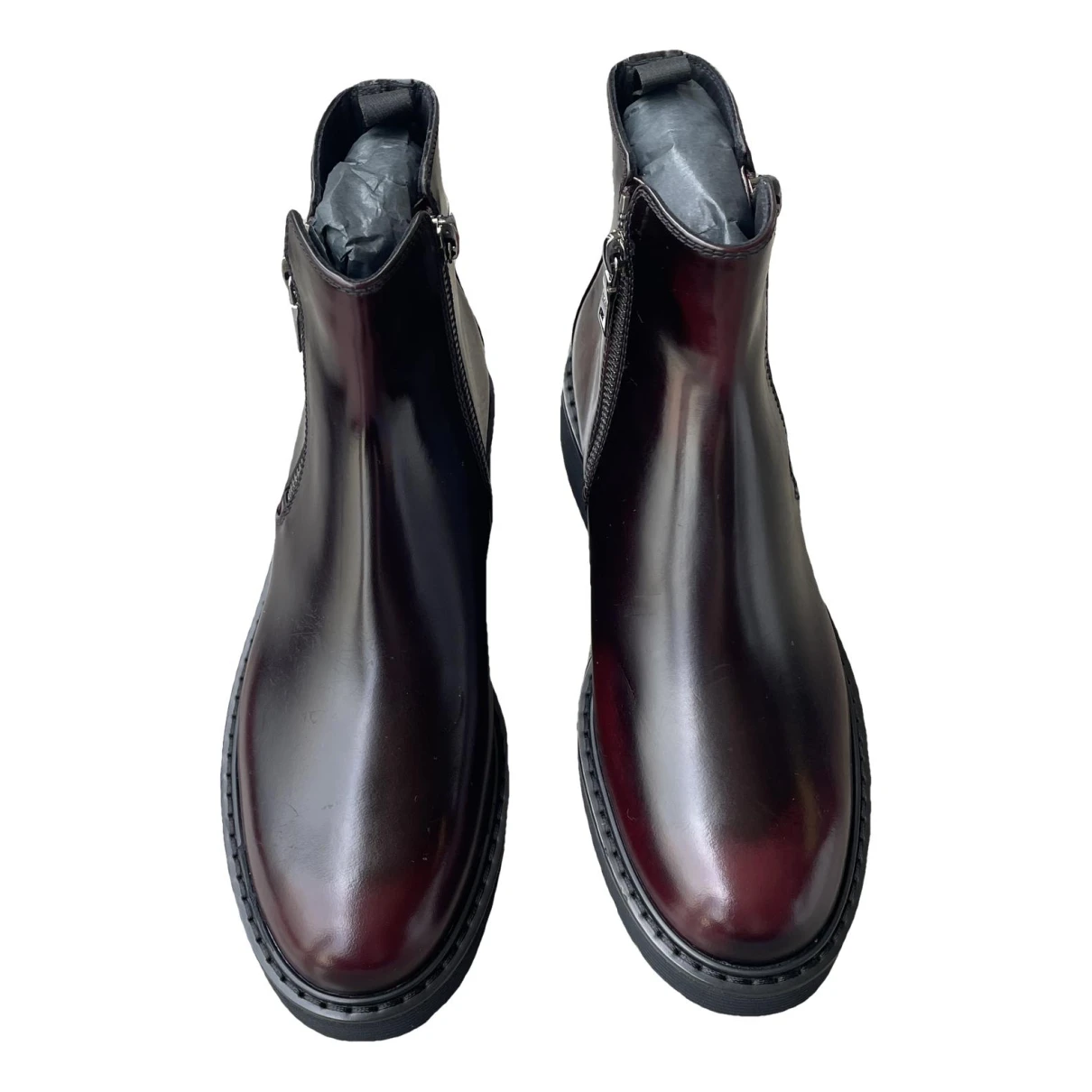Pre-owned Prada Leather Boots In Purple