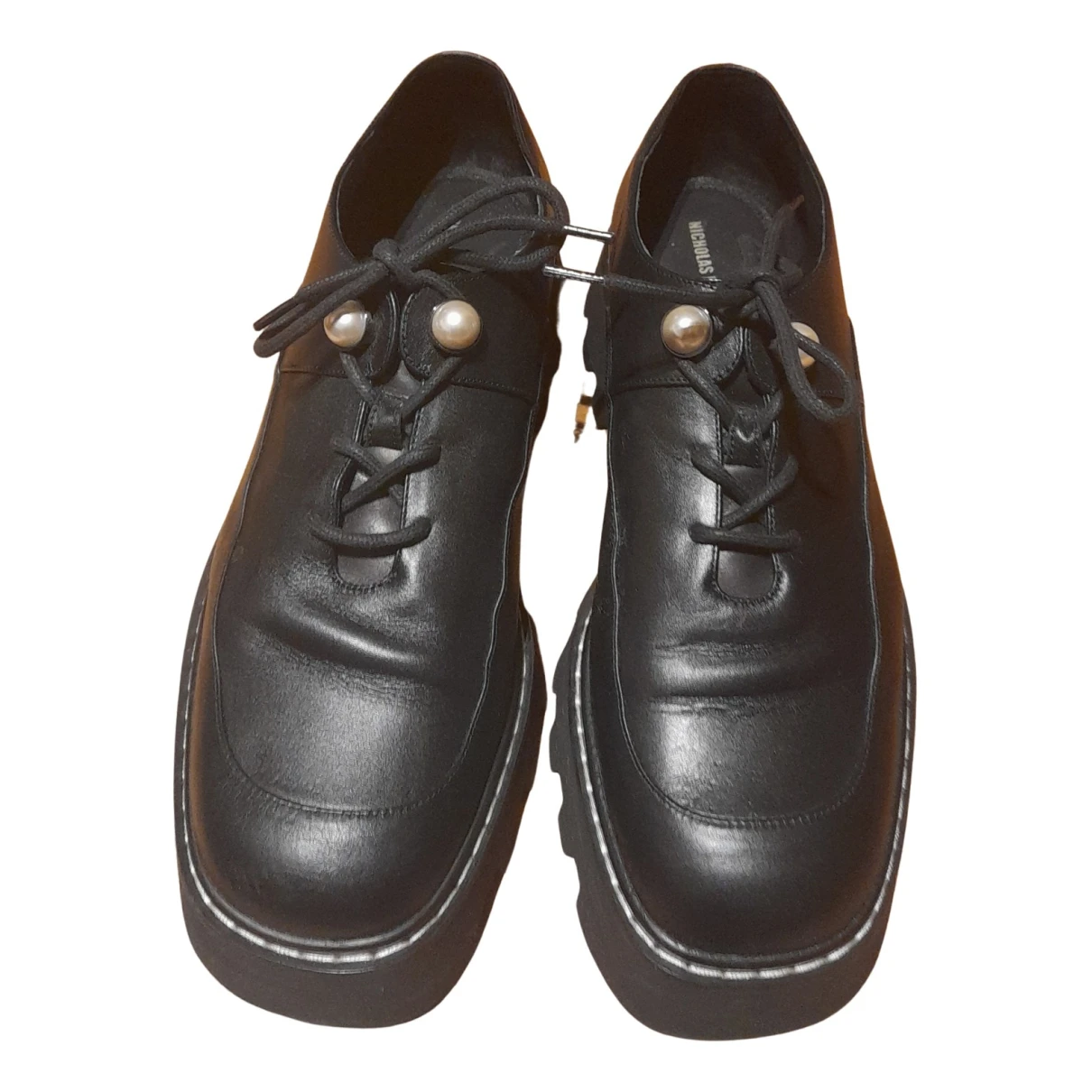 Pre-owned Nicholas Kirkwood Leather Lace Ups In Black