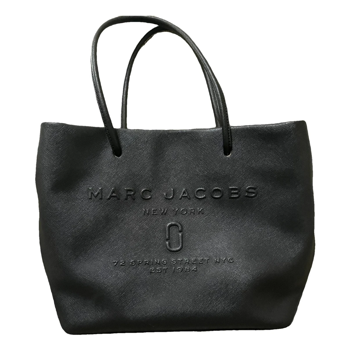 Pre-owned Marc Jacobs The Tag Tote Leather Tote In Black