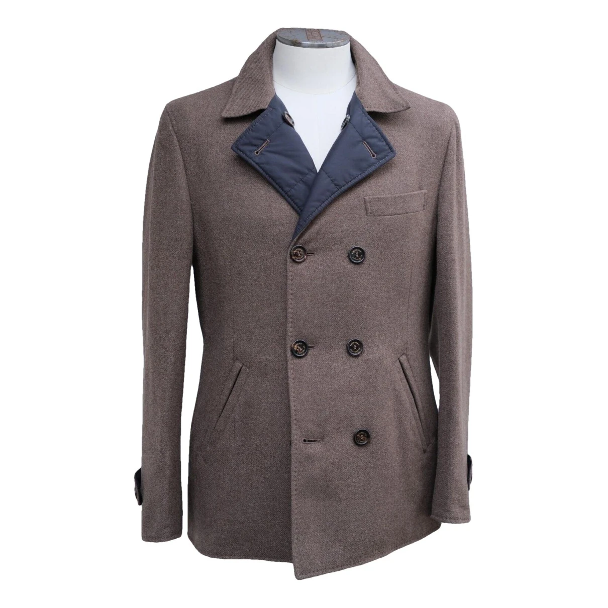 Pre-owned Brunello Cucinelli Cashmere Peacoat In Navy