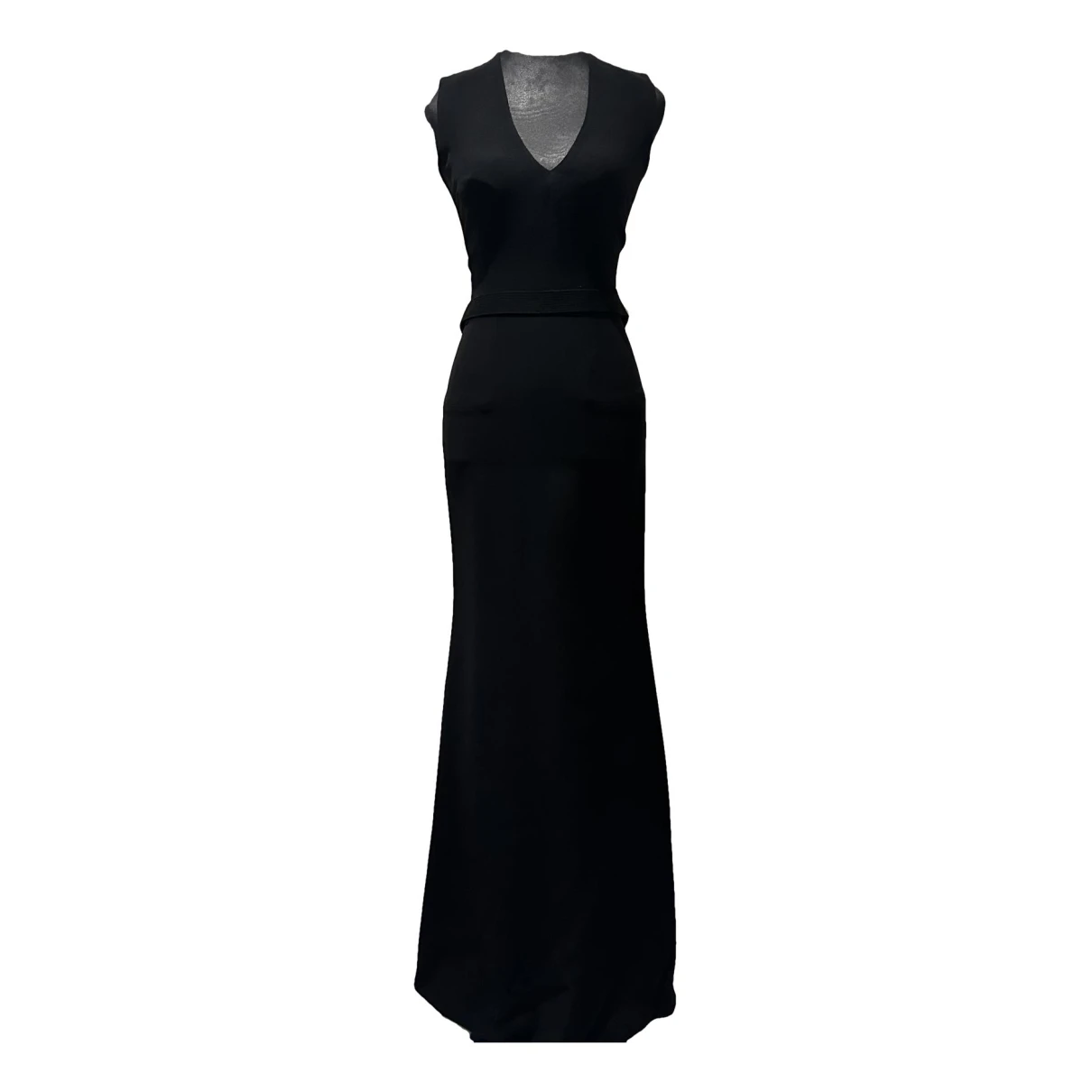 Pre-owned Victoria Beckham Wool Maxi Dress In Black