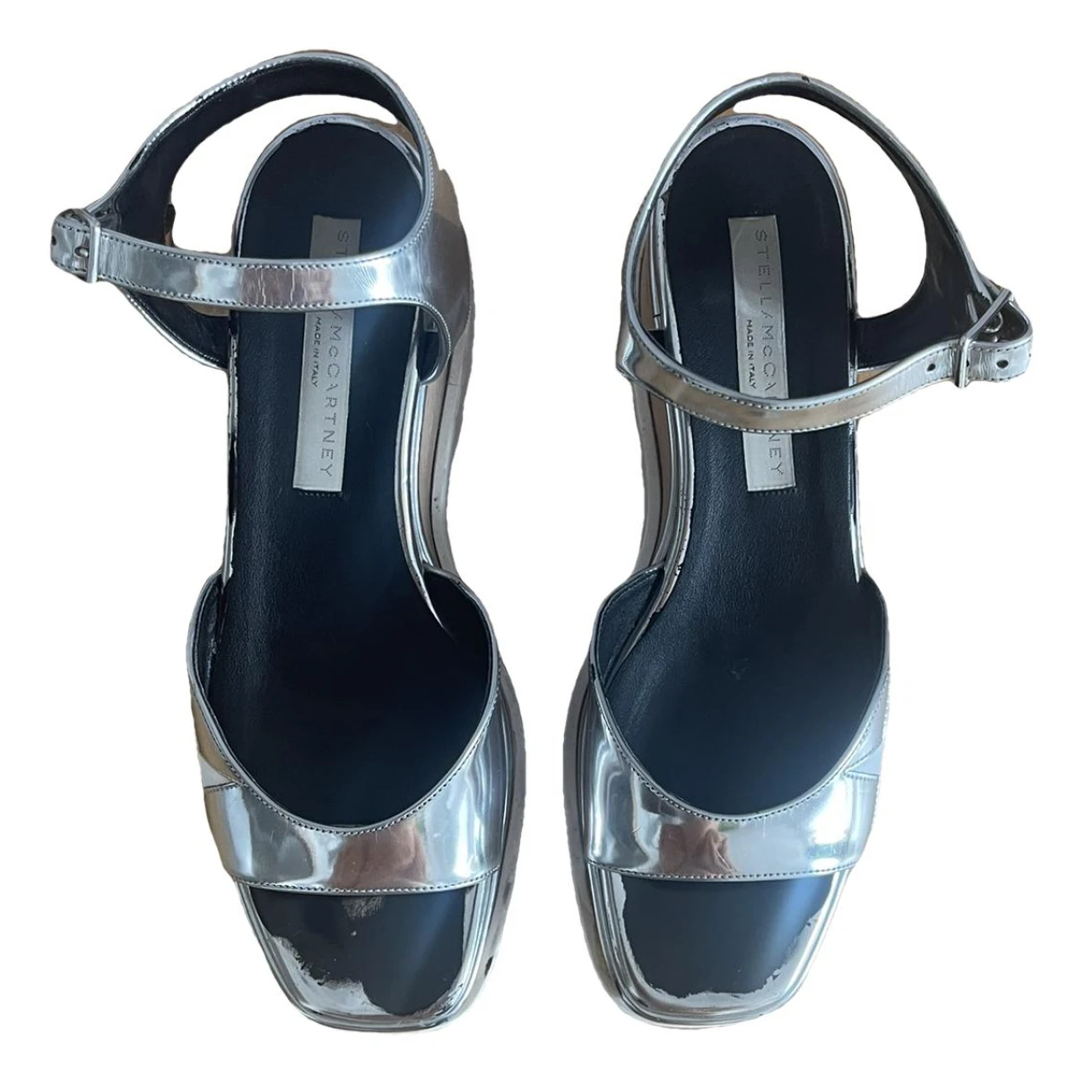 Pre-owned Stella Mccartney Elyse Leather Sandals In Silver