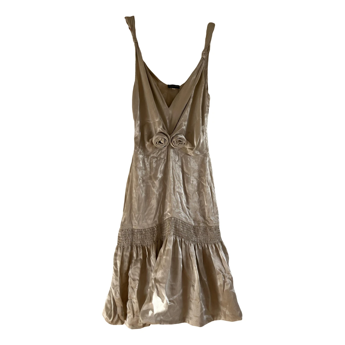 Pre-owned Giorgio Armani Silk Mid-length Dress In Gold