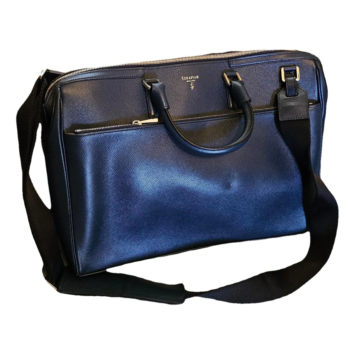 Pre-owned Serapian Leather Satchel In Navy