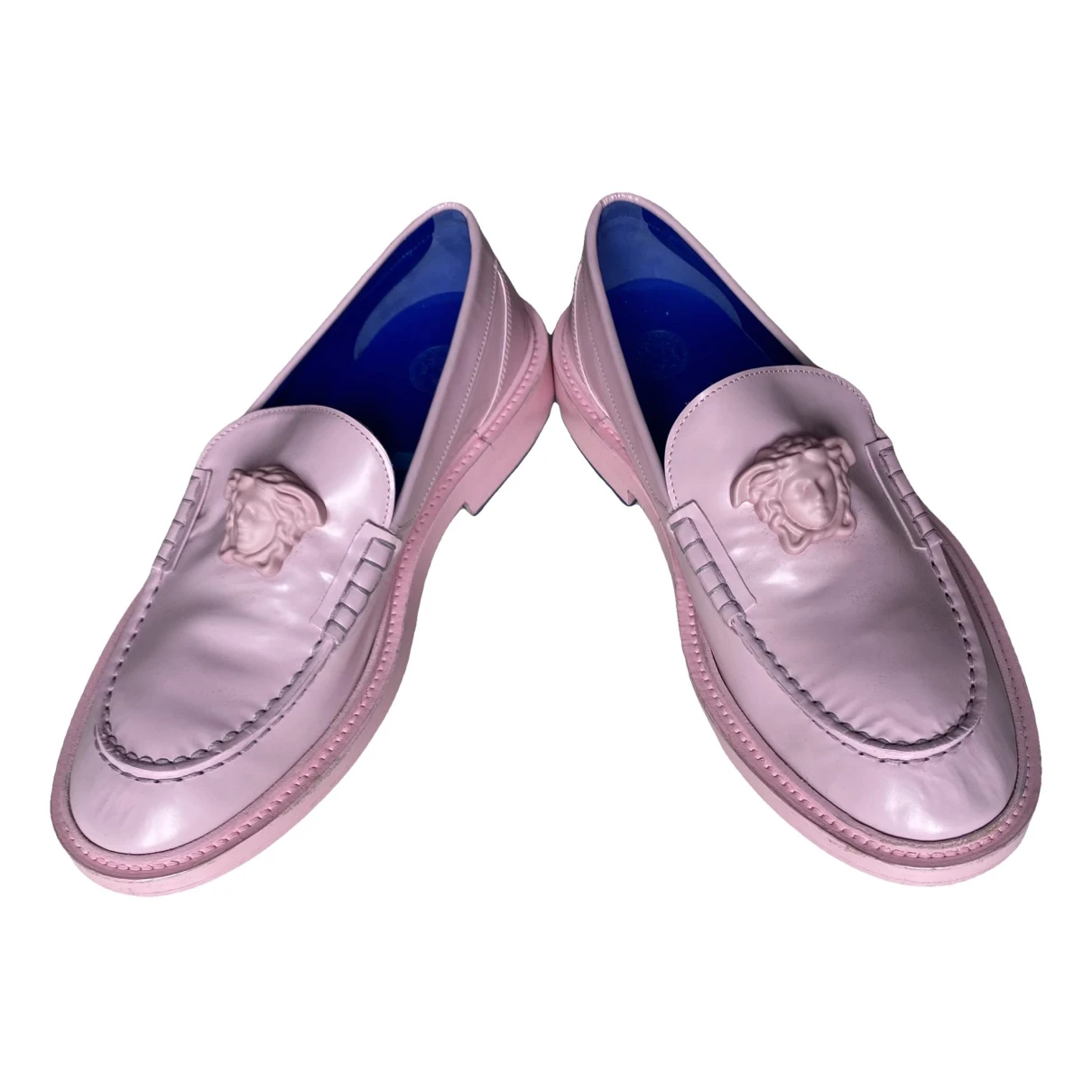 Pre-owned Versace Leather Flats In Pink