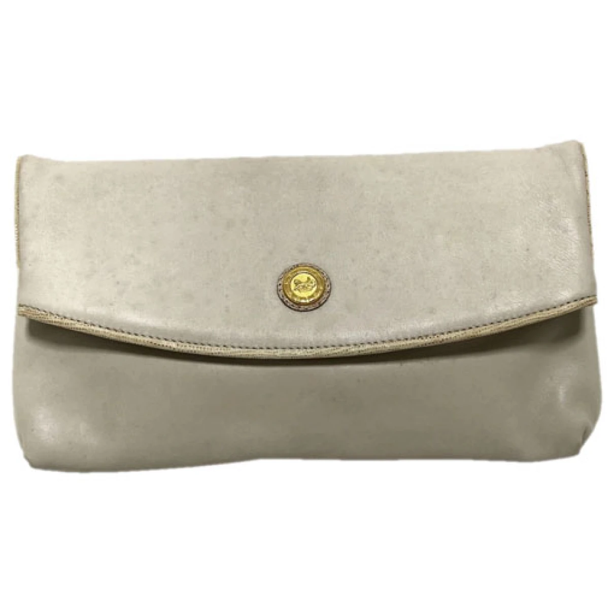 Pre-owned Celine Leather Clutch Bag In Beige
