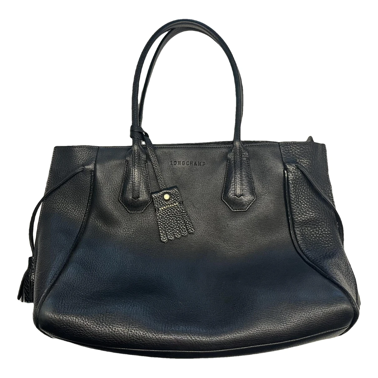 Pre-owned Longchamp Penelope Leather Handbag In Black