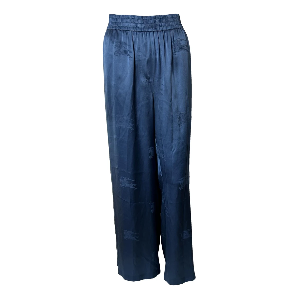 Pre-owned Burberry Silk Straight Pants In Navy