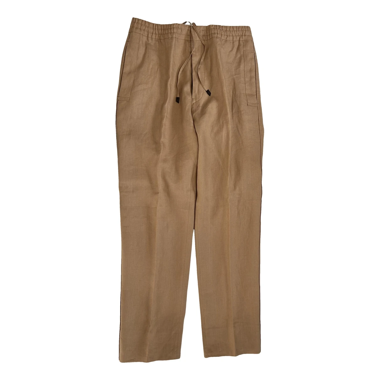 Pre-owned Zegna Linen Trousers In Camel