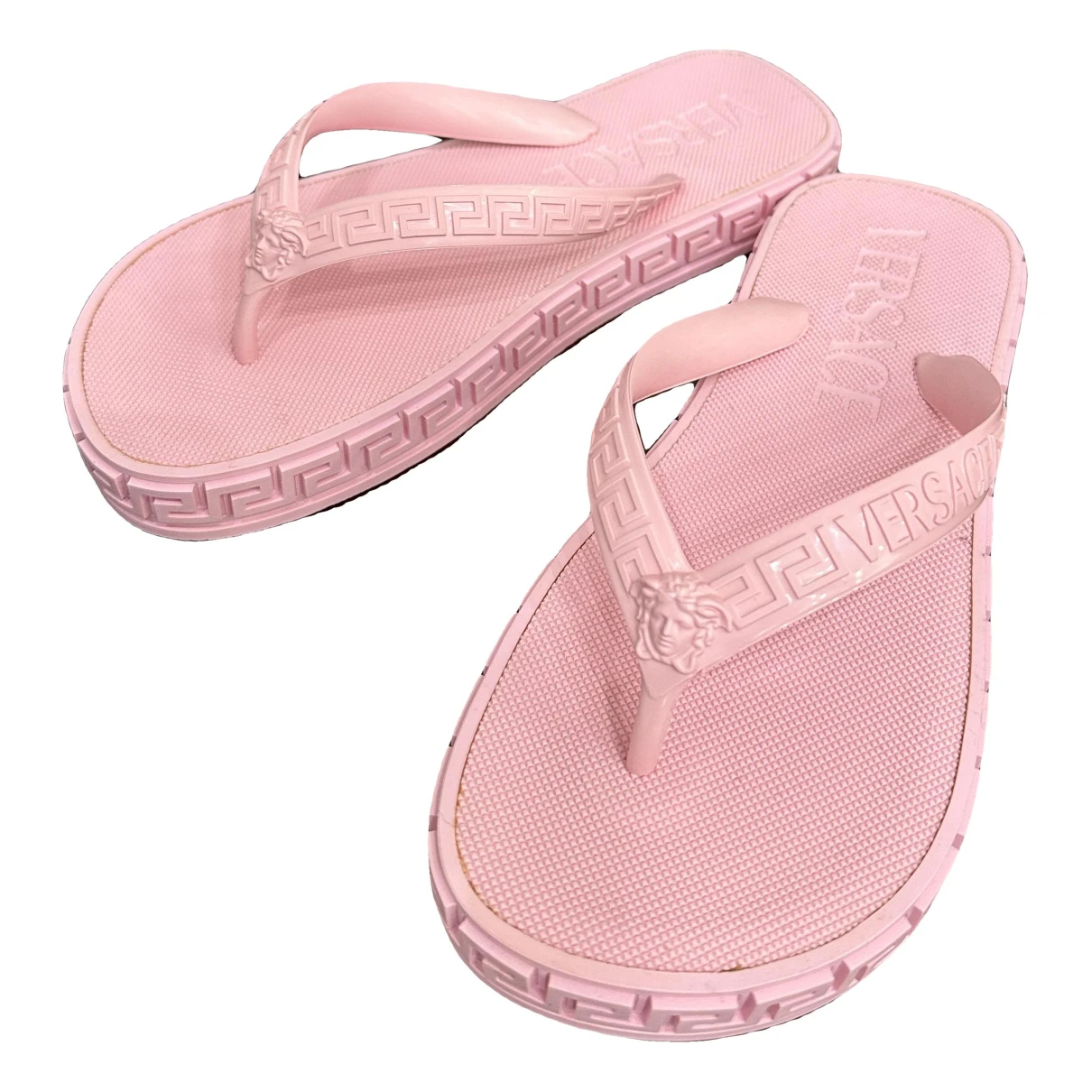 Pre-owned Versace Flip Flops In Pink