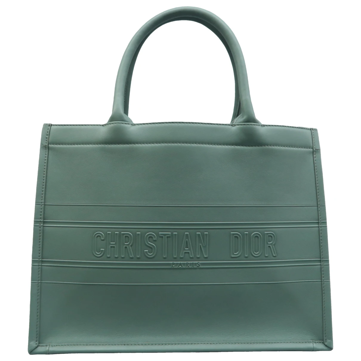 Pre-owned Dior Book Tote Leather Tote In Green