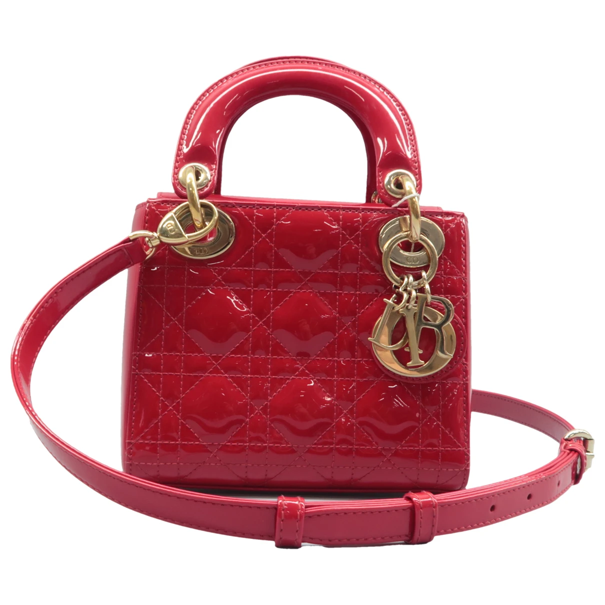 Pre-owned Dior Patent Leather Satchel In Red