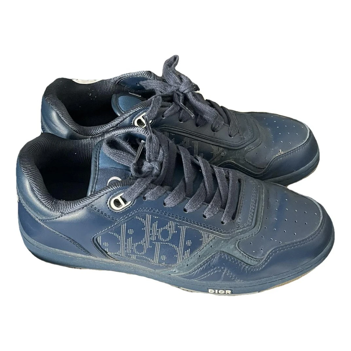 Pre-owned Dior B27 Leather Low Trainers In Blue