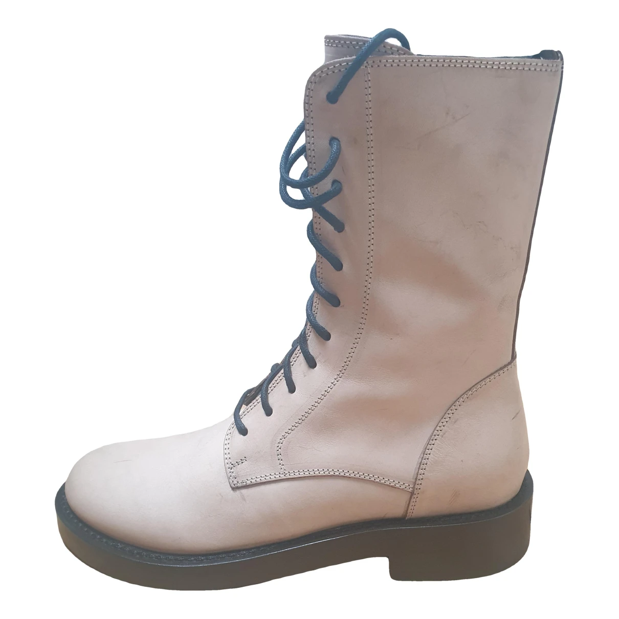 Pre-owned Ann Demeulemeester Leather Boots In Ecru