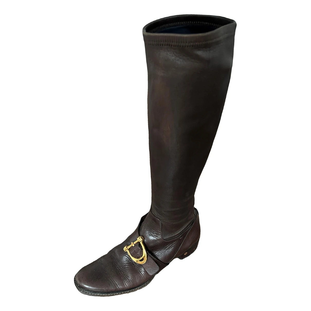 Pre-owned Celine Leather Riding Boots In Brown